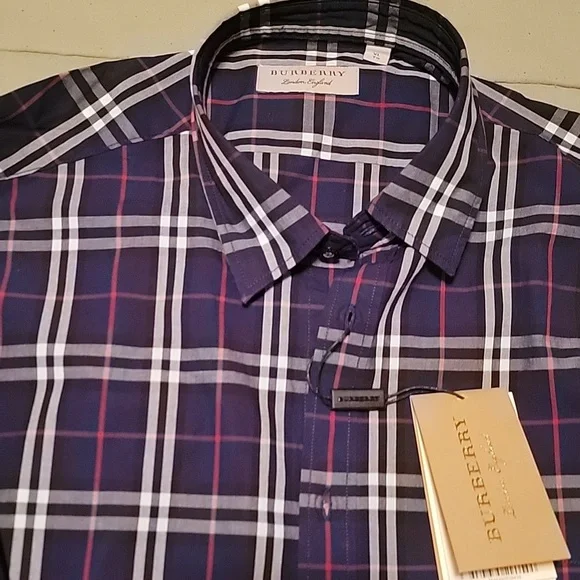 Mens purple burberry shirt sale